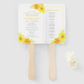Gele goudsbloem waterverf bruiloft programma handwaaier (Voorkant en achterkant)
