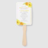 Gele goudsbloem waterverf bruiloft programma handwaaier (Voorkant)