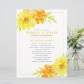 Gele goudsbloemen waterverf kunst bruiloft program programmakaart (Staand voorkant)