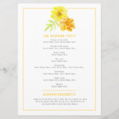 Gele goudsbloemen waterverf kunst bruiloft program programmakaart (Achterkant)