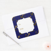 Gele goudsparken Anchor | Navy blue Gift Label (Envelop)