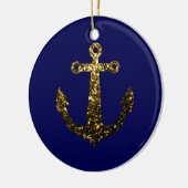 Gele goudsparken Anchor Navy Blue personaliseren Keramisch Ornament (Links)
