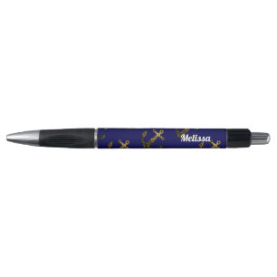 Gele goudsparken Anchor Navy Blue personaliseren Pen