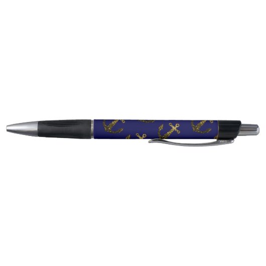 Gele goudsparken Anchor Navy Blue personaliseren Pen (Bodem)