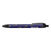 Gele goudsparken Anchor Navy Blue personaliseren Zwarte Inkt Pen (Bovenkant)