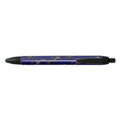 Gele goudsparken Anchor Navy Blue personaliseren Zwarte Inkt Pen (Achterkant)