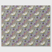 Gele goudstaart op Lila bloemen zwart op Cadeaupapier (Vlak)