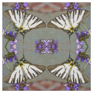 Gele goudstaart op Lila bloemen zwart op Stof