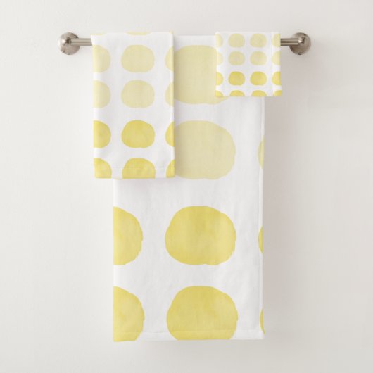 Gele goudWaterverf Cute Happy Polka Dots Art Bad Handdoek (Insitu)