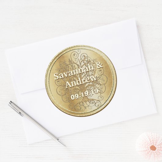 Gele goudzwijn goudbruine zegel (Envelop)