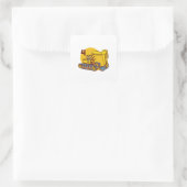 Gele Graafmachine - 4e verjaardagscadeau Vierkante Sticker (Tas)