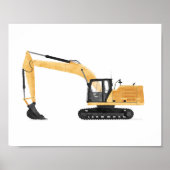 Gele graafmachine bouw kinderkamer decor poster (Voorkant)