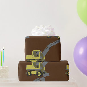 Gele Graafmachine Bouwmachines Cadeaupapier