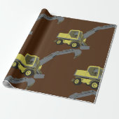 Gele Graafmachine Bouwmachines Cadeaupapier (Uitgerold)