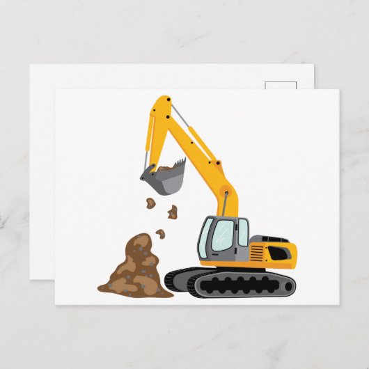 Gele graafmachine briefkaart (Voorkant / Achterkant)