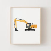 Gele graafmachine constructie kinderkamer decor poster