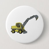 Gele graafmachine constructiemachines ronde button 7,6 cm (Voorkant)