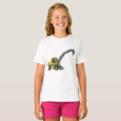 Gele graafmachine constructiemachines t-shirt (Voorkant volledig)