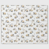 Gele graafmachine constructiepatroon Kleine Bouwer Cadeaupapier (Vlak)