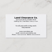 gele graafmachine die emmer leent visitekaartje (Achterkant)