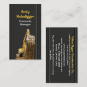 Gele graafmachine die grond afgeeft visitekaartje (Voorkant / Achterkant)