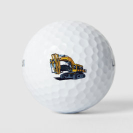 Gele graafmachine machines golfballen