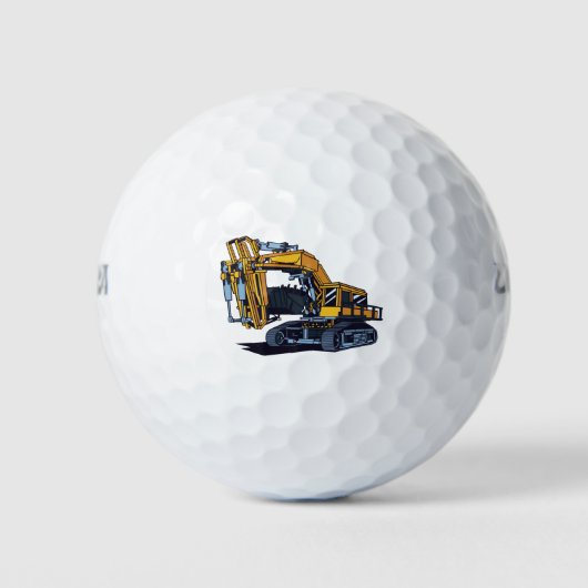 Gele graafmachine machines golfballen (Voorkant)