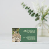 Gele graafmachine met groen paneel visitekaartje (Staand voorkant)