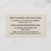 Gele graafmachine op een bouwplaats visitekaartje (Achterkant)