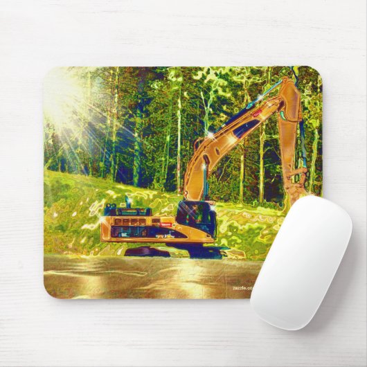 Gele graafmachine Power Shovel Art Mousepad Muismat (Met muis)