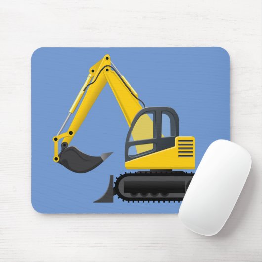 Gele graafmachine voor kinderen muismat (Met muis)