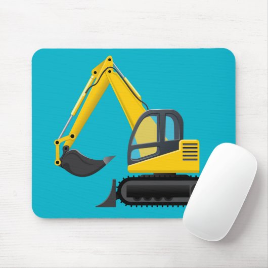 Gele graafmachine voor kinderen muismat (Met muis)