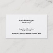 Gele graafmachines visitekaartje (Achterkant)