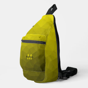 Gele gradiënt geometrisch netwerkpatroon Monogram Sling Bag