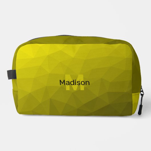 Gele gradiënt geometrisch netwerkpatroon Monogram Toilettasje (Voorkant)