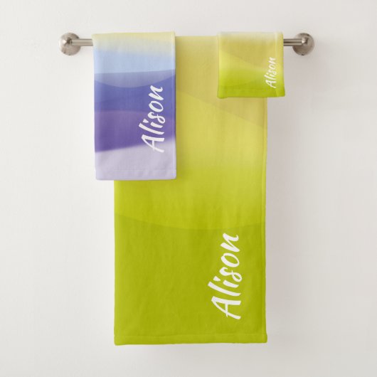 Gele gradiënt lavendel abstracte naam bad handdoek (Insitu)