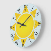 Gele Gradiënt Zon met Zwarte Romeinse cijfers Grote Klok (Hoek)