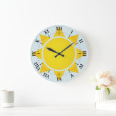 Gele Gradiënt Zon met Zwarte Romeinse cijfers Grote Klok (Huis)
