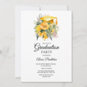 Gele Graduation Cap Floral High School Kaart (Voorkant)