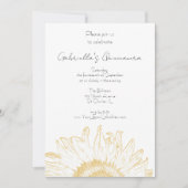 Gele Grafische Zonnebloem Quinceanera Uitnodiging (Voorkant)