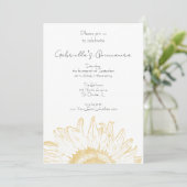 Gele Grafische Zonnebloem Quinceanera Uitnodiging (Staand voorkant)