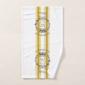 Gele Grain Sack Stripe  Family Crest Bad Handdoek (Handdoek)