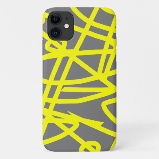 Gele Grijze Abstracte Kunst iPhone 11 Hoes (Achterkant)