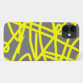 Gele Grijze Abstracte Kunst iPhone 11 Hoes (Achterkant (horizontaal))