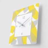 Gele grijze Acrylkleurige Abstracte penseelstreken Vierkante Klok (Hoek)