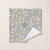 gele grijze bladvertakkingspatroon monogrammen bad handdoek (Wasdoekje)