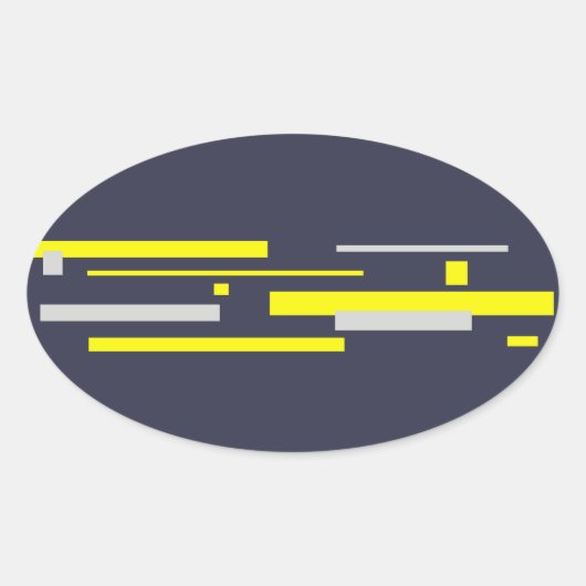 Gele grijze blokken Abstracte kunst Ovale Sticker (Voorkant)