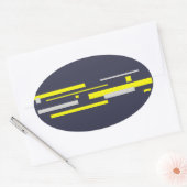 Gele grijze blokken Abstracte kunst Ovale Sticker (Envelop)