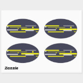 Gele grijze blokken Abstracte kunst Ovale Sticker (Vel)