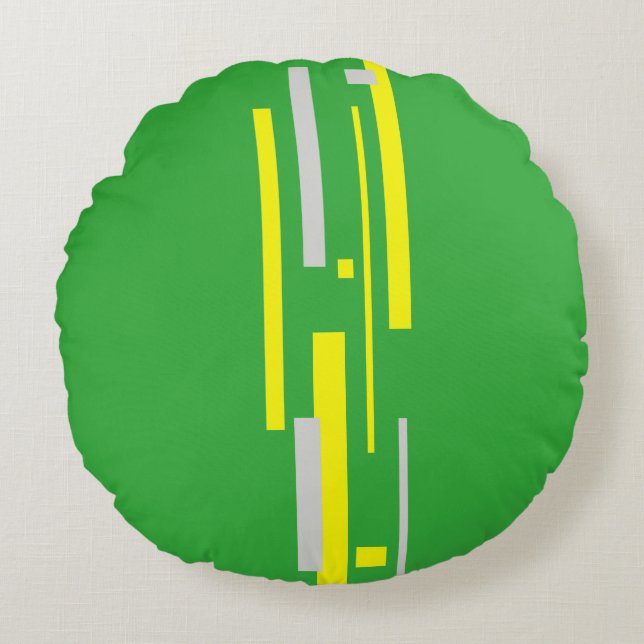Gele grijze blokken Abstracte kunst Rond Kussen (Voorkant)